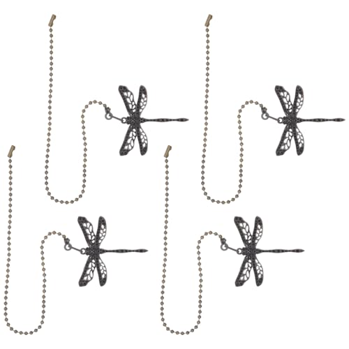 Toddmomy Extensión Cadena de Tracción para Ventilador de Techo 4 Piezas, Colgante Vintage de Aleación Diseño Hueco de Libélula, Accesorio Decorativo para Lámpara y Ventilador en Salón