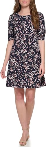 Image of Tommy Hilfiger Women's 1 /2 Sleeve Boat Neck Cotton Shift Mini Dress