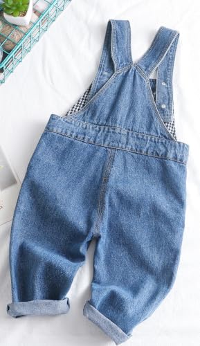 Image of KIDSCOOL Toddler Baby Denim Overalls Ripped Holes Jean Bib Romper Jumpsuit