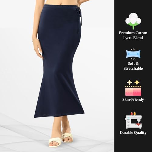 Image of TRASA Womens Saree Shapewear Petticoat, Cotton Lycra Petticoat, Skirts for Women, Shape Wear Dress for Saree