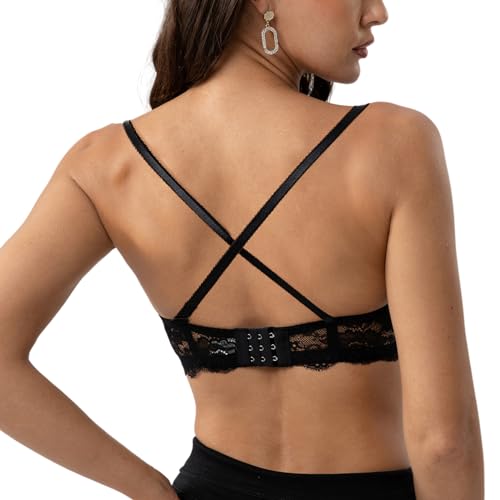 Image of YooMee Push Up Bra for Women,Lace Bras with Underwire Cups,Comfort Padded T-Shirt Bra Add One Cup Purple 42D