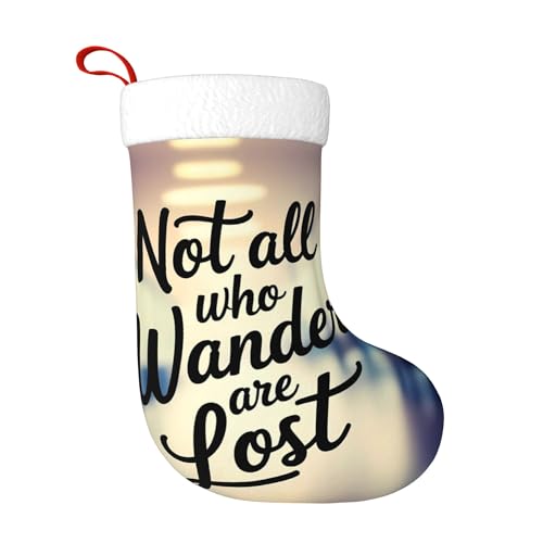 Qewfoju Not All Those Who Wander are Lost Pattern 17.7" Christmas Stockings Xmas Stockings Hanging Ornaments for Party Fireplace Family Hanging Stocking Holiday Season Décor
