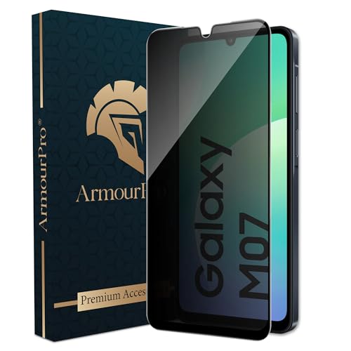 Image of ArmourPro Privacy Tempered Glass for Samsung Galaxy M07 - Anti-Spy Anti Peeping Screen Protector, 9H Hardness, Edge-to-Edge Coverage, Ultra Thin, Bubble-Free Installation Kit | Black
