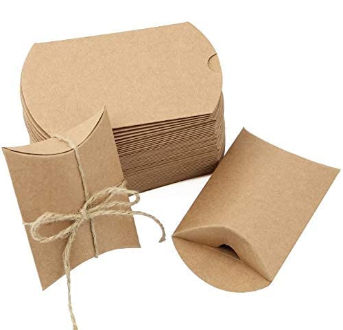 JTDEAL 50 Pièces Boîtes Cadeaux Sacs Cadeaux en Kraft Boîtes de Bonbons avec Corde de Chanvre Vintage pour Mariage Fête Chocolats, Écrous, Sucres, Biscuits, Bonbons Cover