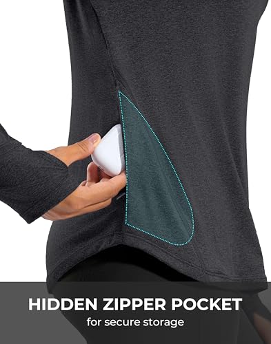 G Gradual Long Sleeve Workout Tops for Women Quick Dry Lightweight Running Athletic Shirts with Zip Pocket Moisture Wicking4
