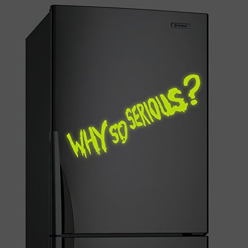 Slaf Ltd. (24" X 6") Glowing Vinyl Car Window Decal Joker Quote Why So Serious? / Glow In Dark Scarry Saying Sticker/Luminescent Text Mural #TOP17