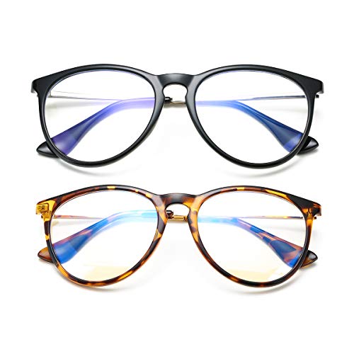 BOURYO Blue Light Blocking Glasses for Women Men Computer Gaming Reading Eyewear(Leopard1+Black1)