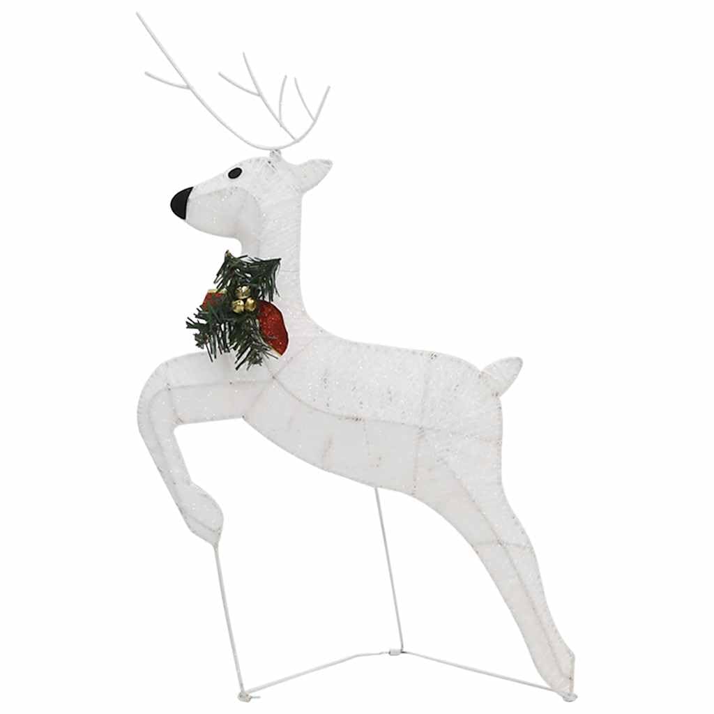LED-Rentiere 2 Stück Weiß 40 LEDs Weihnachtsbeleuchtung wetterfest für Innen und Außen mit 8 Lichteffekten, USB, Batteriebetrieb, Dekoration für Garten Balkon Terrasse Haus Dach Fassade