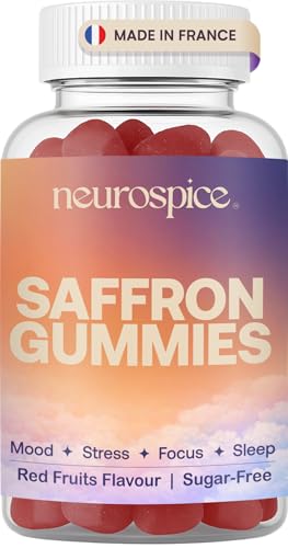 Neurospice Saffron Gummies | Adults & Kids 4+ | Doctor-Formulated | High Strength Extract for Mood Focus Stress & Sleep Support | Vegan Sugar-Free & Tasty Fruit Flavour | 60 Count