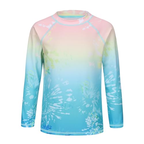 Image of Girls Long Sleeve Swim Shirt Rash Guard for Girls One Piece Bathing Suits with UPF 50+ Sun Protection 3-16 Years