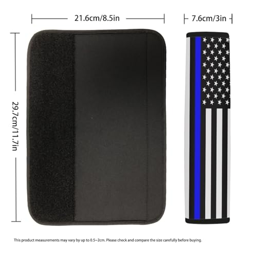 2-Pack USA Flag Thin Blue Line Car Seat Belt Pads – Premium Soft Fabric, Comfortable and Supportive – Ideal for Cars, Trucks, SUVs – Show Your Support for Law Enforcement