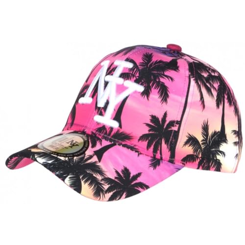 Casquette Enfant Rose et Blanche Palmiers NY Baseball Sunset 7 a 12 Ans - Taille Unique - Rose