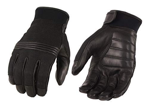 M-Boss Motorcycle Apparel Bos37530 Men's Black Leather With Perforated Mesh Racing Gloves - 4X-Large #TOP15