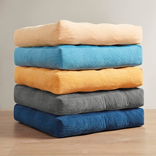 Degrees Of Comfort Meditation Floor Pillow, Square Large Pillows Seating For Adults, Tufted Corduroy Thick Floor Cushion For Living Room Tatami, Turquoise, 22X22 Inch #TOP6