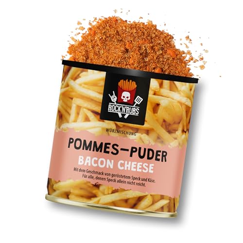 ROCK'N'RUBS - Polvo para patatas fritas, estilo bacon y queso, perfecto para patatas fritas y platos de patatas, también como condimento a la parrilla y para salsas, lata de 150 g