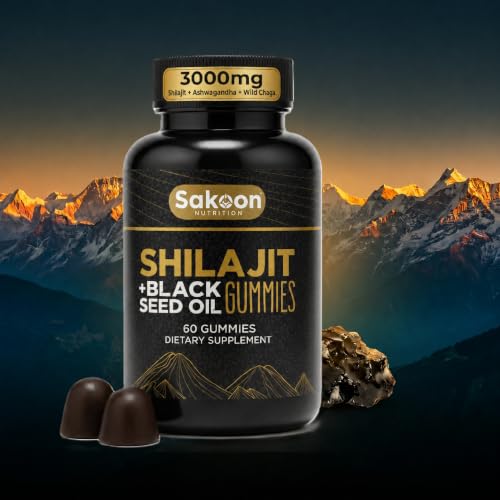 Pure Shilajit Gummies for Men & Women Shilajit with Black Seed Oil High Potency Pure Himalayan Resin for Energy Immune Support and Cognitive Function Lab Tested Chewables