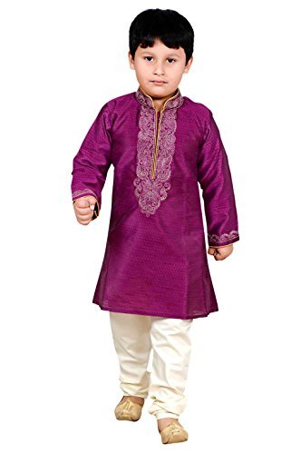 Desi Sarees Ragazzi Indian Sherwani Kurta Pajama Pigiama Party Party Wear Sherwani 906 (7 Anni, Red Violet)