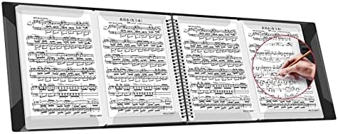 Sheet Music Folders Music Binder 4 Pages Expand Spiral-Bound A4 Size 10 Sleeves 40 Pockets (Black)