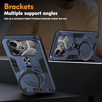 Kukoufey Drop Protection Case Compatible with Tecno Pova 6,Magnetic Kickstand Cover Compatible with Tecno Pova 6 Pro 5G LI9 Case Blue