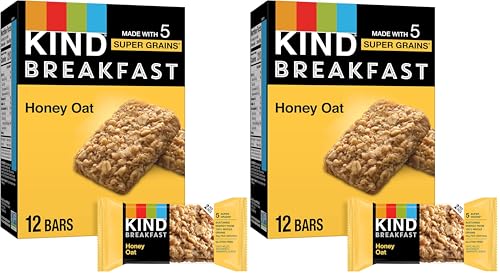 Image of KIND Breakfast Bars, Honey Oat, Healthy Snacks, Gluten Free, 100% Whole Grains, 3g Protein, 6 Count (Pack of 2)