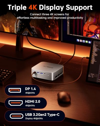 Image of ACEMAGICIAN K1 Mini PC AMD Ryzen 7 7730U Upgraded 7430U /5825U 16GB RAM 2TB PCIe SSD Mini Computers(8C /16T, up to 4.5GHz), Windows 11 Pro 4K Triple Display Desktop Computer USB-C /LAN 2.5G /BT5.2 /WiFi6