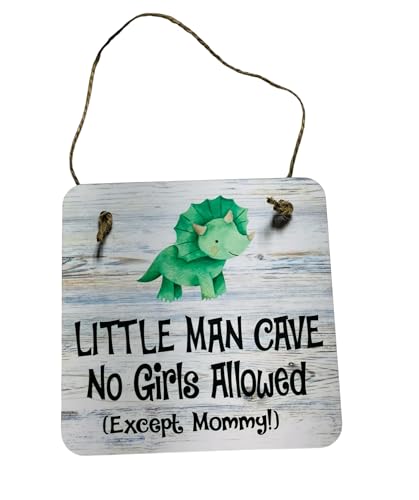 Little Man Cave No Girls Allowed - Door Sign - Dinosaur - Nursery - Gift Present for Baby Shower