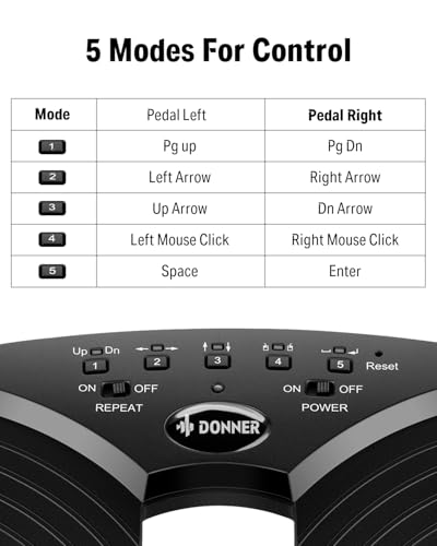 Donner Wireless Page Turner Pedal, Rechargeable Music Page Turner foot pedal for Tablets Phone, Black - image 5