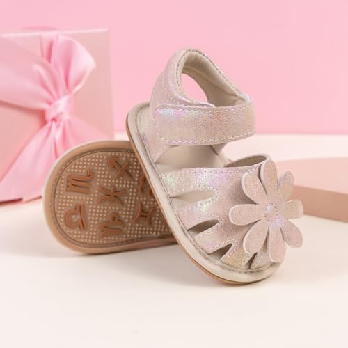 Image of HsdsBebe Baby Girls Sandals Bohemia Flower Bow Soft Sole Toddler First Walkers Beach Summer Shoes