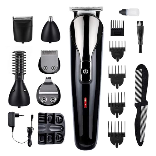 SHIINON SH-1711 6-in-1, Face, Hair and Body - Multi Grooming Kit, Hair Trimmer, Beard Trimmer, Ear & Nose Trimmer Head Shaver Full Body Grooming Kit, with Charging Adaptor, Runtime 120 mins, Black