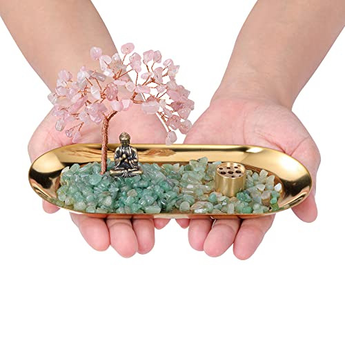 Top Plaza Incense Holder For Sticks Incense Stands Trays Burner Rose Quartz Healing Crystals Stones Money Tree Holder For Yoga Meditation Buddha Statue Home Decor Housewarming Gifts #TOP4