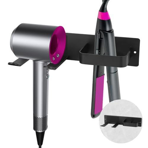 YYTECH Hair Dryer Holder, Hairdryer Holder Wall Mounted, Hair Dryer And Straightener Holder, Stainless Steel Hair Tools Organiser Multi-Functional Space Saving Storage Bracket Hair Dryer for Bathroom