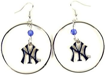 aminco MLB womens MLB Crystal Bead Hoop Earrings