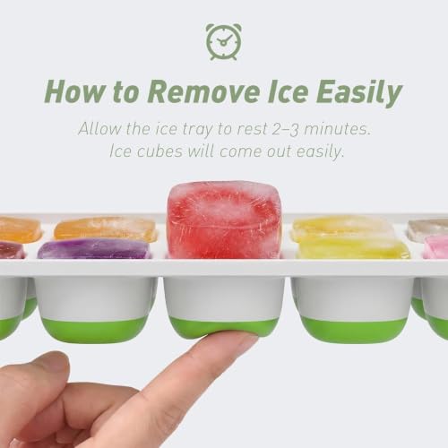 Image of ChefAide 3 Pack Ice Cube Tray, Silicone Ice Cube Trays for Freezer with Lid