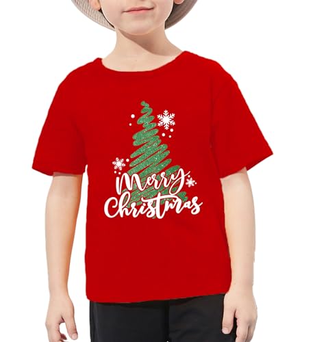 Image of Christmas Tree Shirt for Toddler Boys Girls Merry Christmas T-Shirts Short Sleeve Holiday Tee Xmas Gift Tops