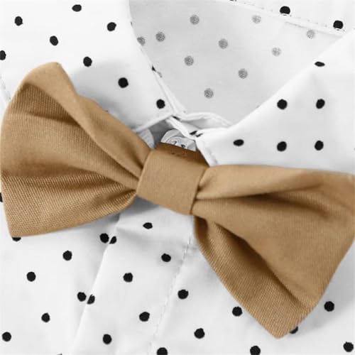 Image of SANGTREE Baby Boy Suit Wedding Ring Bearer Outfits Vest Short Sleeve Bowtie Shirt Suspender Summer Gentleman Shorts Sets