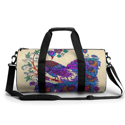 Sac de sport paon violet 45x23x23cm, sac week-end et voyage pour le camping