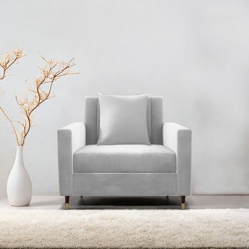 Image of Casaliving Garcia 1 Seater Sofa Set for Living Room (Grey Colour) Premium Fabric Sofa