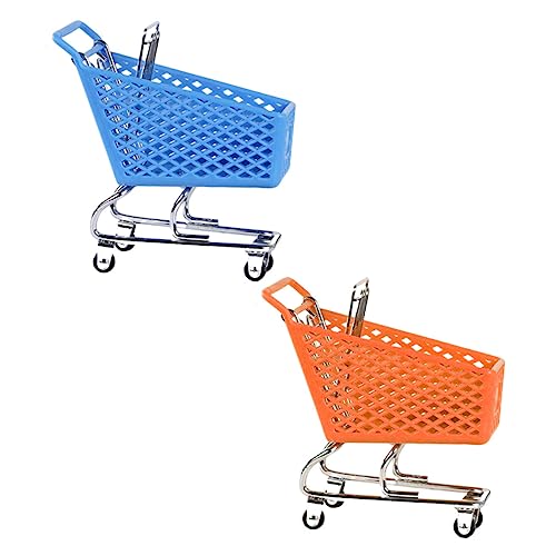 BESTonZON 2Pcs Miniature Shopping Cart Storage Baskets Decor for Desktop for Gadget Storage and Mini Home Decoration