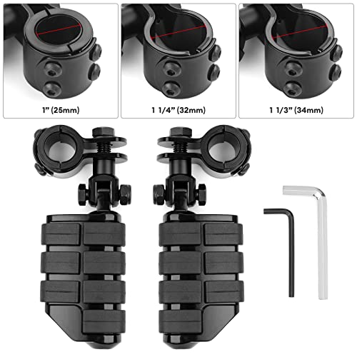 Motorcycle Highway Foot Pegs Motorcycle Highway Pegs Foot Rest Compatible with Harley Road King Street Glide Honda Suzuki Yamaha with 1\"(25mm), 1 1/4\" (32mm), 1 1/3\" (34mm) Engine Guard