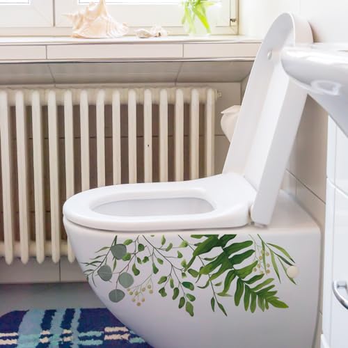 WC Aufkleber Toilettensitz in Form Von Grünpflanzen - Zisterne Wandaufkleber, Toilettendeckel Abziehbilder, Bolzenabdeckungen - Dekorativ für Badezimmer Schrank (4)