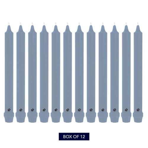 Image of Colonial Candle Unscented Taper Candle, Classic Collection, Wedgewood, 10 in, Pack of 12 - Up to 8 Hours Burn