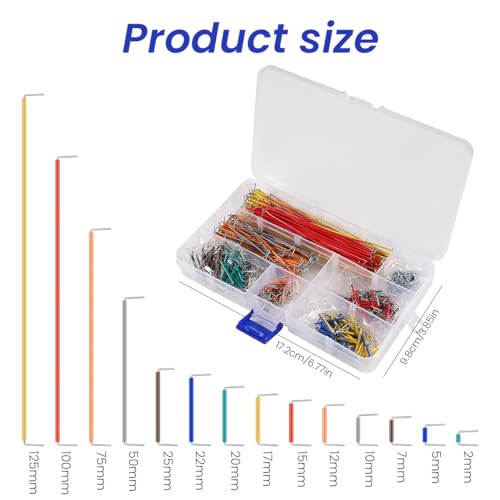 Image of Serplex 560pcs Jumper Wires Kit for Breadboard Connections with 14 Lengths, 2-125mm Jumper Wire Kit, PCB Circuit Boards Cables Assortment Kits for Breadboard Prototyping Solder