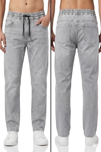 Image of Men's Denim Lower (Track Pants - Soft Fabric with Elastic Waist, Cotton Twill, Casual Wear, Regular Fit, Full Length for Gym, Exercise, Yoga)
