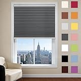 Fenster Plissee 29 x 220 cm Lichtschutz, Lichtundurchlässig, Sicht- Und Sonnenschutz, mit Klemmfix, Thermo Jalousie Plisseerollo für Wohnzimmer, Studierzimmer, Büro, Grau