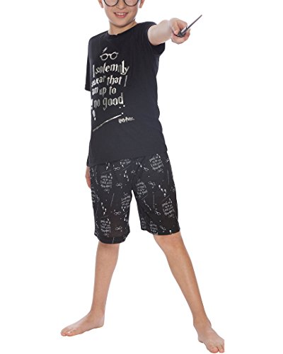 Harry Potter Intimo Boys Up To No Good All Over Short Set,Black,10-12