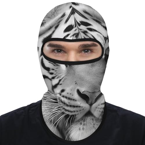 Balaclava para Hombre con Máscara de Invierno Negro y Blanco con Estampado de Tigre para Ciclismo, Esquí y Actividades al Aire Libre miniatura 7