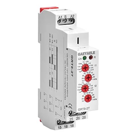 GEYA GRT8-2T Double Delay on Timer Relay AC230V OR AC/DC12V-240V DPDT Relay Din Rail Type GRT8-2T AC/DC12V~240V Cover