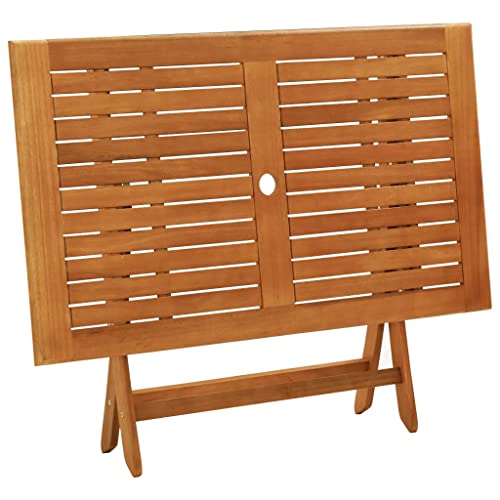Vidaxl Outdoor Dining Table, Folding Patio Table With Umbrella Hole, Garden Furniture For Porch Backyard, Modern Style, Solid Eucalyptus Wood #TOP6