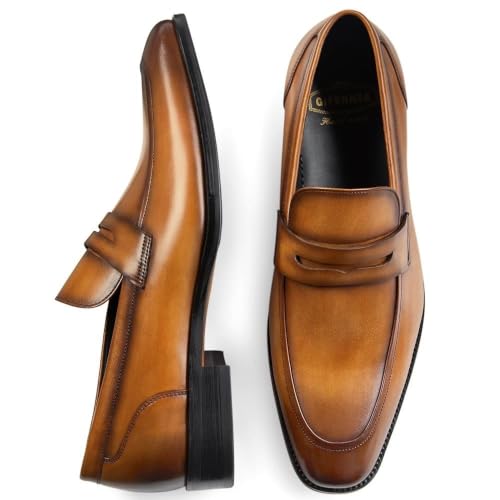 Image of GIFENNSE Men's Dress Shoes Slip-On Loafers Formal Leather Shoes for Men