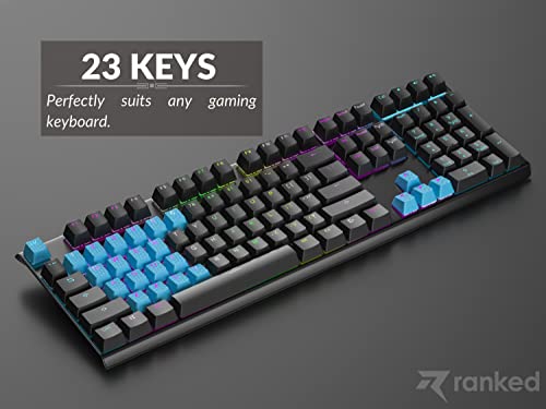 Ranked Rubber Keycap Set | Double Shot Translucent | OEM Profile for Mechanical Gaming Keyboard (Neon Blue, 23 Keys) by Ranked - Image 6